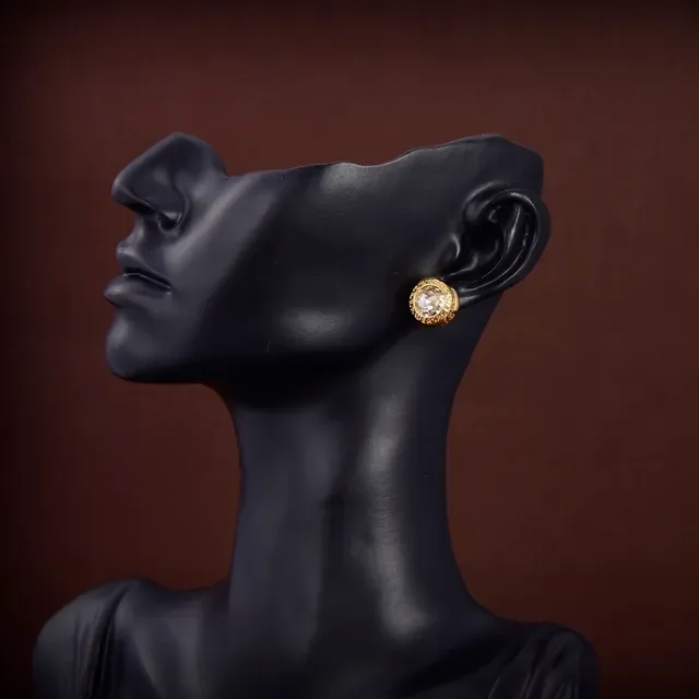 أقراط Versace ذهبية شفافة مقطع كريستال مركز 3