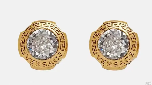 أقراط Versace ذهبية شفافة مقطع كريستال مركز 5
