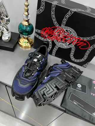 Versace Greca Odissea Black and Navy Chunky Sneakers 6