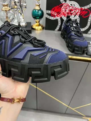 Versace Greca Odissea Black and Navy Chunky Sneakers 7