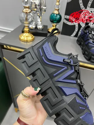 Versace Greca Odissea Black and Navy Chunky Sneakers 9