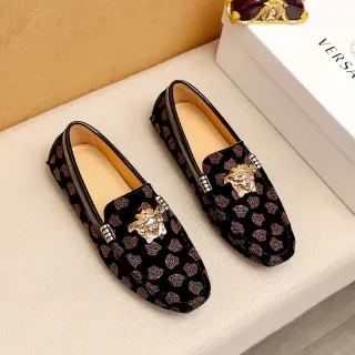 Versace Greca Odissea Mocassins Noir Velours Médusa