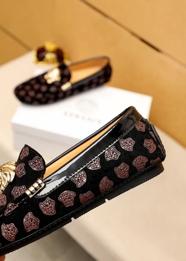 Versace Greca Odissea Mocassins Noir Velours Médusa 3