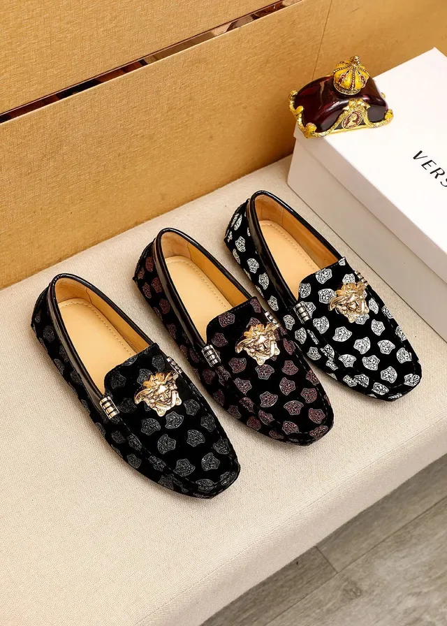Versace Greca Odissea Mocassins Noir Velours Médusa 7