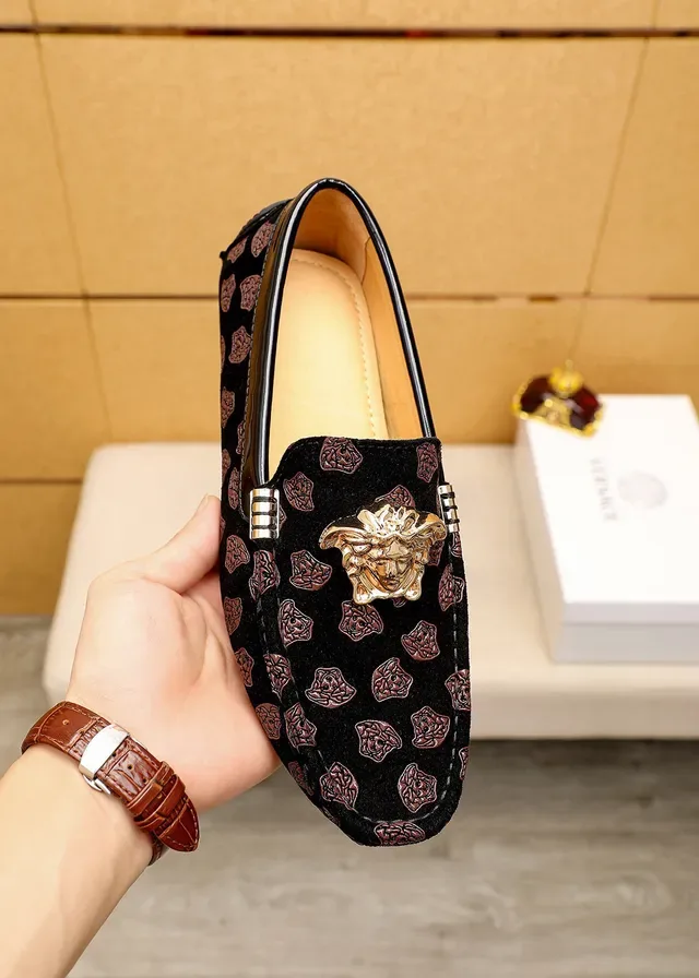 Versace Greca Odissea Mocassins Noir Velours Médusa 8