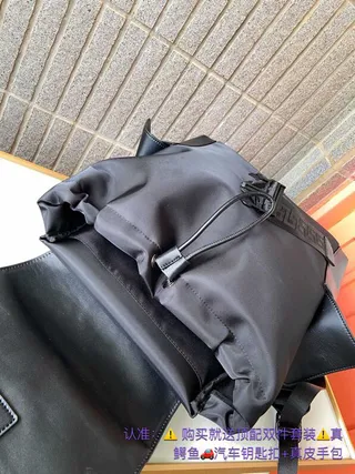 Versace Iconic Medusa Black Nylon-Leather Roll-Top Casual Backpack 2