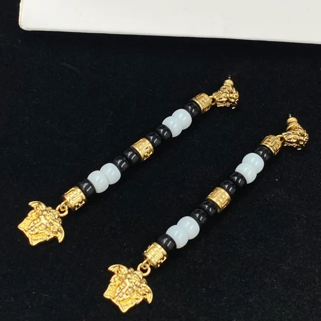 Versace Medusa Corrente de contas preto e ouro pingente de encanto colar 7