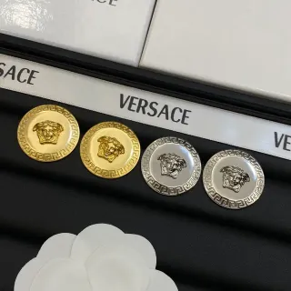 Versace Medusa Brooch Gold Silver Circular Medallion Head Motif Brooch
