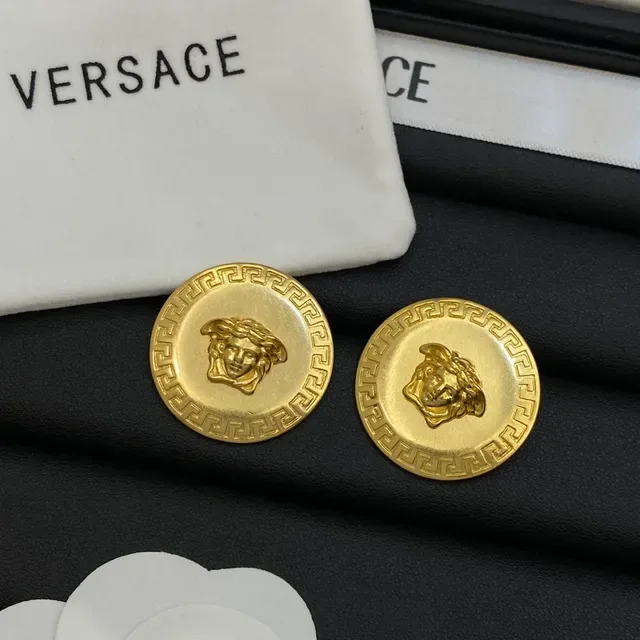 Versace Medusa Brooch Gold Silver Circular Medallion Head Motif Brooch 3
