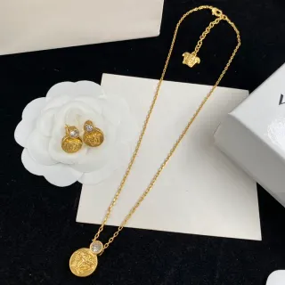 Versace Medusa सिक्का सोना चांदी चेन पेंडेंट नेकलेस