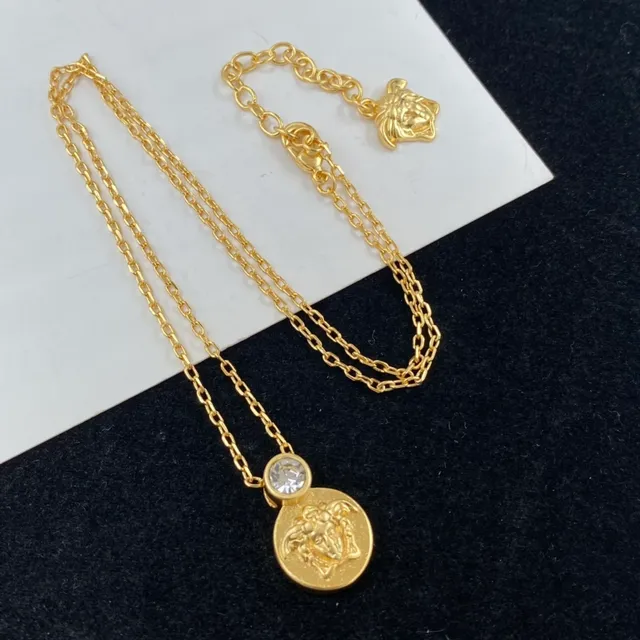 Versace Medusa عملة سلسلة ذهبية فضية معلقة قلادة 5