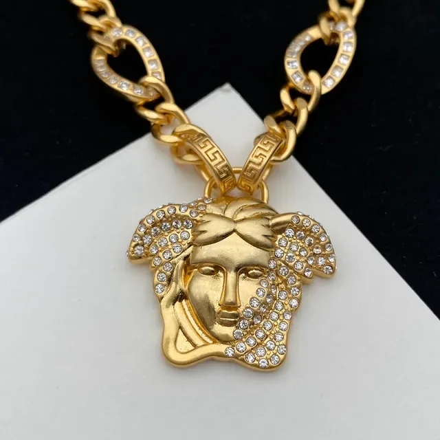 Versace Medusa Collier Cristal-Pavé Doré 2