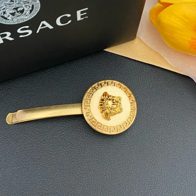 Versace Medusa Clip de Cabello Dorado Pulido y Mate Broche 5