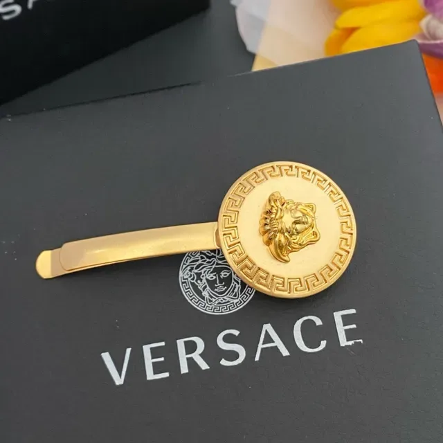 Versace Medusa Clip de Cabello Dorado Pulido y Mate Broche 6