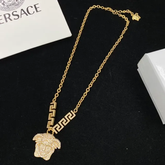 Versace Medusa Head Crystal Pavé Gold-Tone Necklace 2