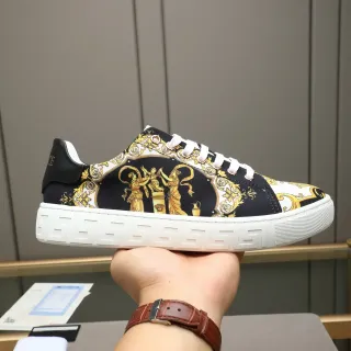 Versace Odissea Baroque Print Black White Gold Lifestyle Sneakers