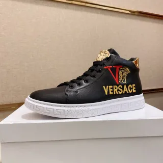Versace Odissea Black and Gold Embroidered Lifestyle Sneakers