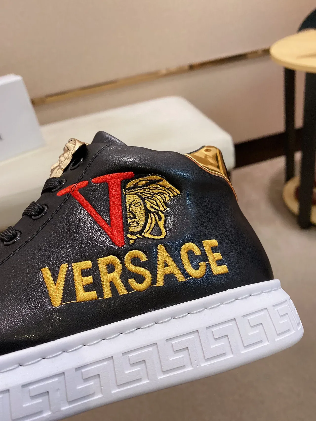 Versace Odissea Black and Gold Embroidered Lifestyle Sneakers 4