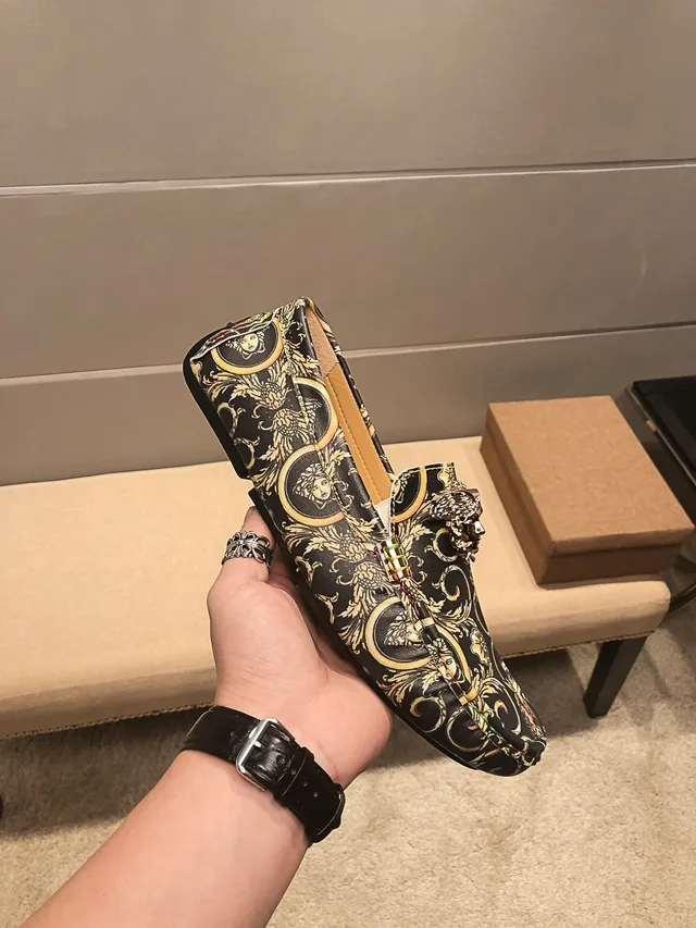Versace Odissea Noir Doré Impression Barroca Médusa ornée Loafer 3