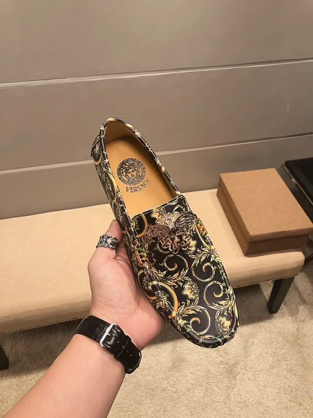 Versace Odissea Noir Doré Impression Barroca Médusa ornée Loafer 9