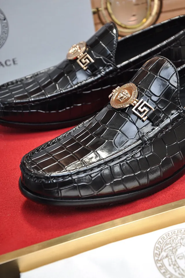 Versace Odissea Crocodile-Embossed Black Loafers 3