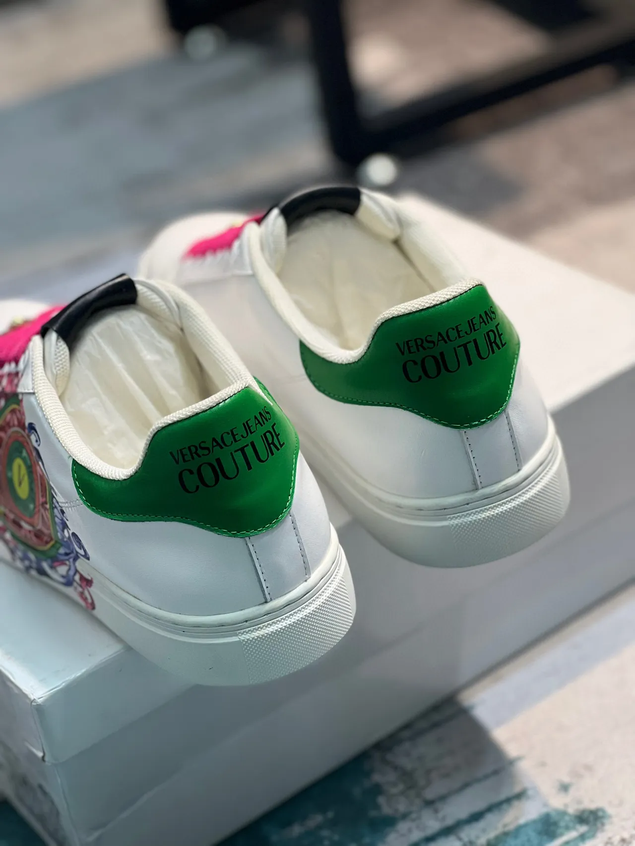 Versace Odissea Blanc Rose Vert Ornemental Style de vie Sneakers 2