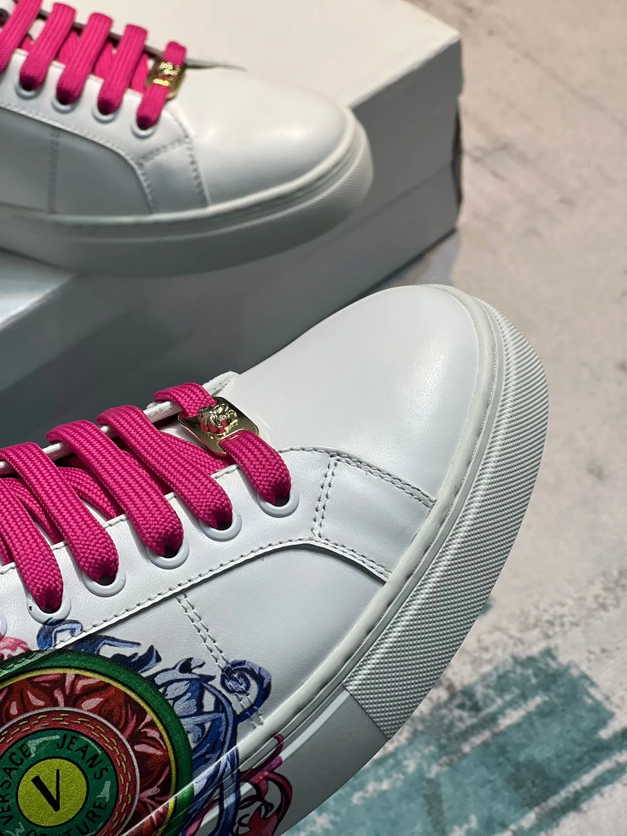 Versace Odissea Blanc Rose Vert Ornemental Style de vie Sneakers 3