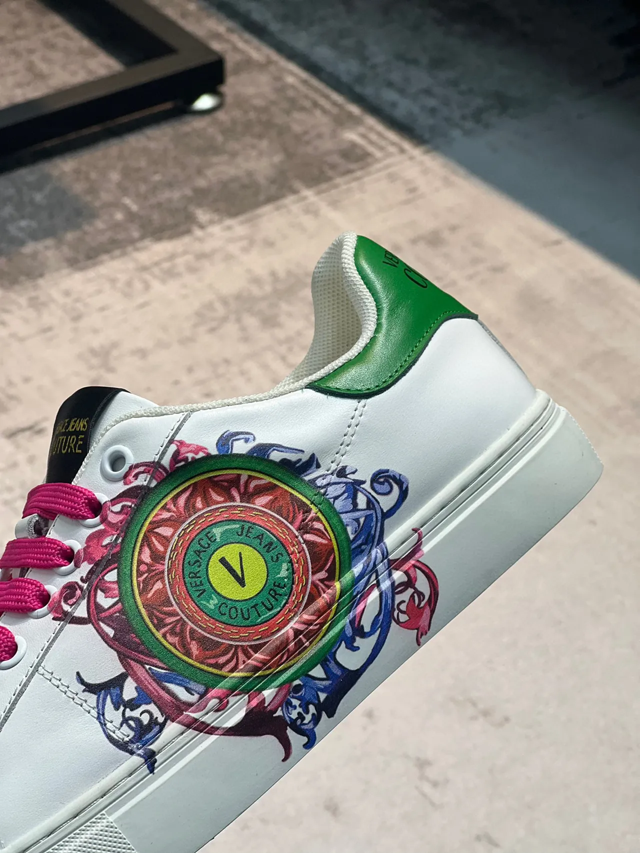 Versace Odissea Blanc Rose Vert Ornemental Style de vie Sneakers 8