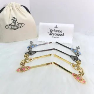 Vivienne Westwood Orb Gold Pink Logo Enamel Detailing Brooch