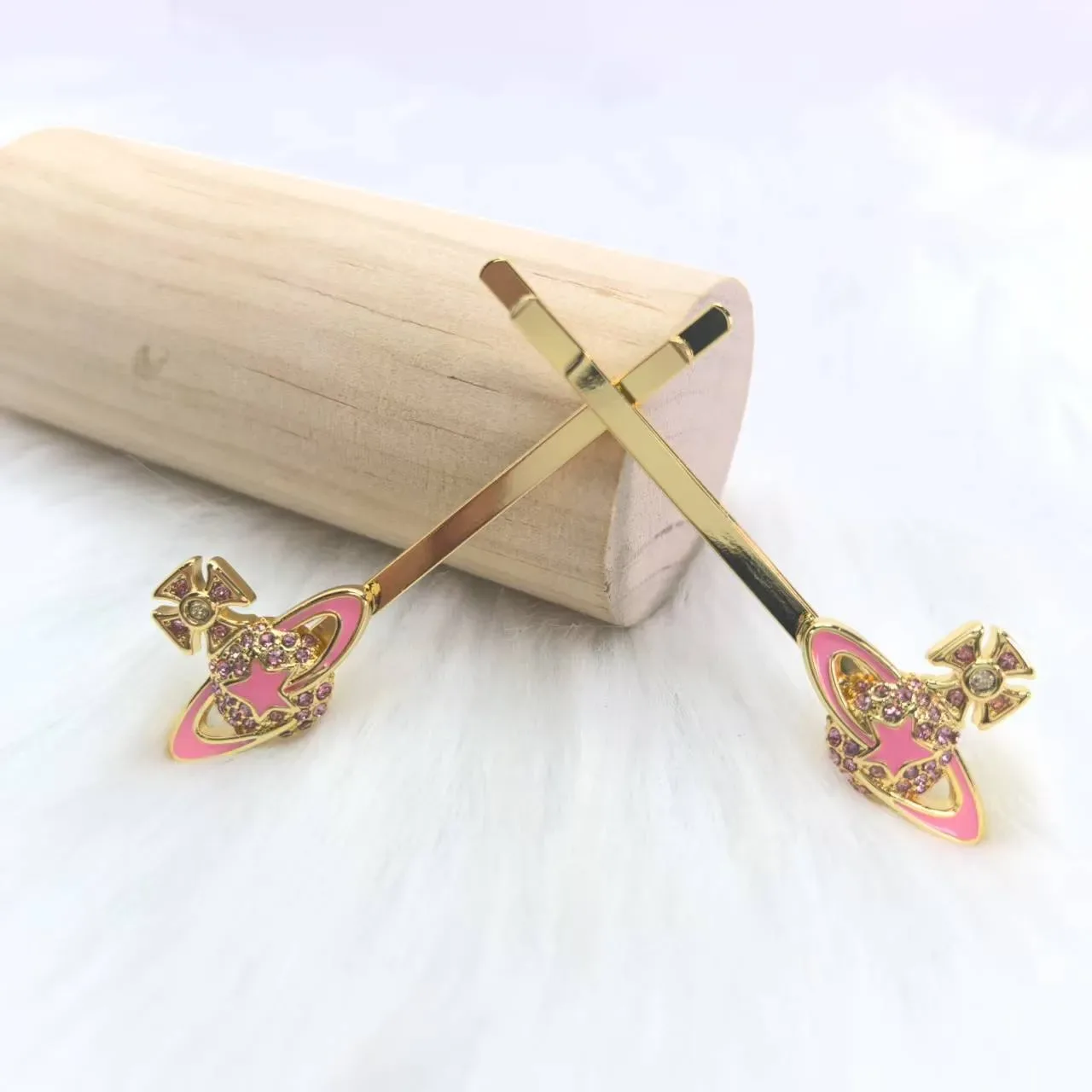 Vivienne Westwood Orb Gold Pink Logo Enamel Detailing Brooch 7