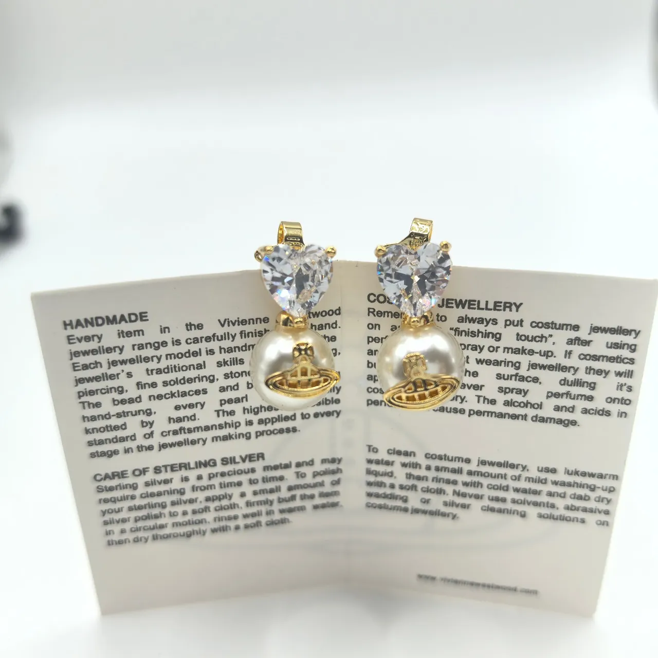 Vivienne Westwood Esfera Pérola Coração Vermelho Prata Cristal Tops Gota Pingentes Brincos 5