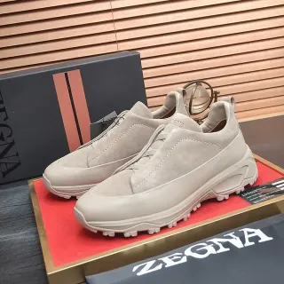 Zegna বেইজ সুয়েড লেসবিহীন জীবনধারা স্নিকার্স