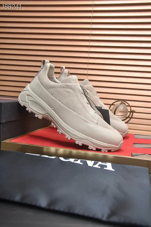 Zegna Beige Daim Sans Lacet Style de Vie Sneakers 5