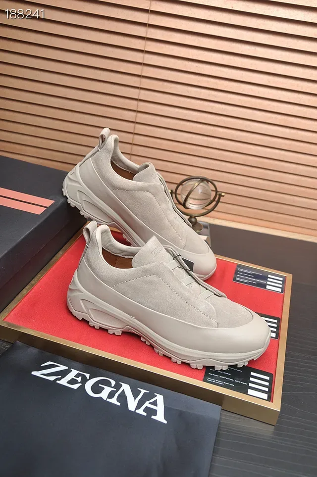 Zegna Beige Daim Sans Lacet Style de Vie Sneakers 6