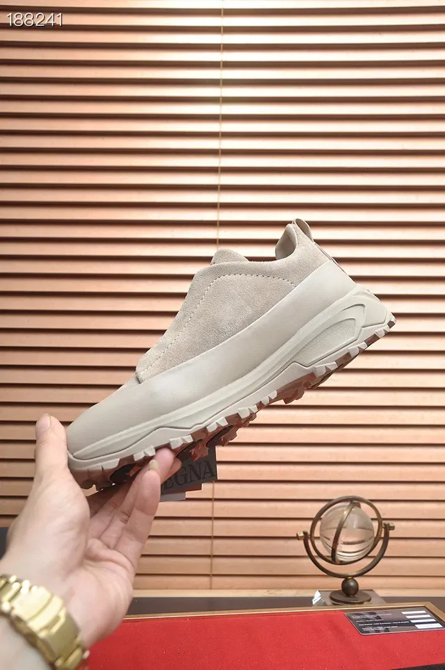 Zegna Beige Daim Sans Lacet Style de Vie Sneakers 8