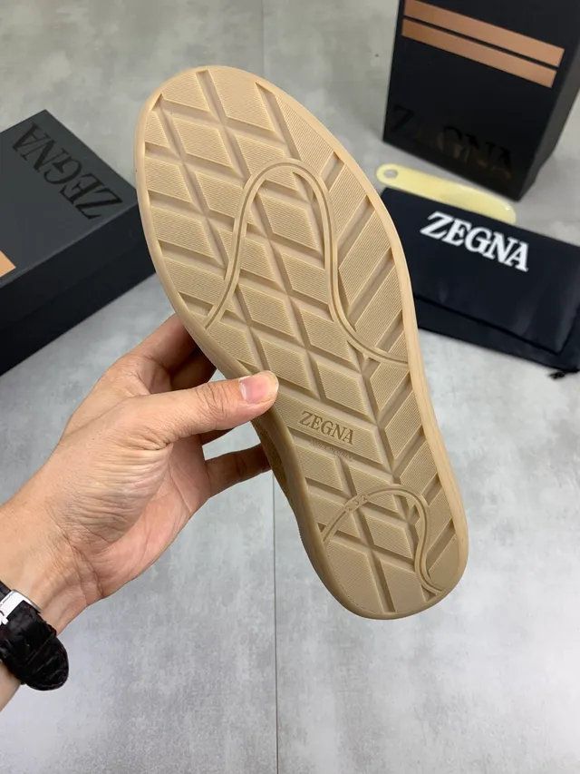 Zegna Beige Daim Low-Top Lifestyle Sneakers 2