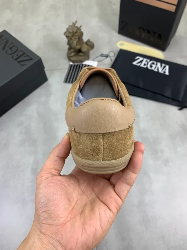 Zegna Beige Daim Low-Top Lifestyle Sneakers 3