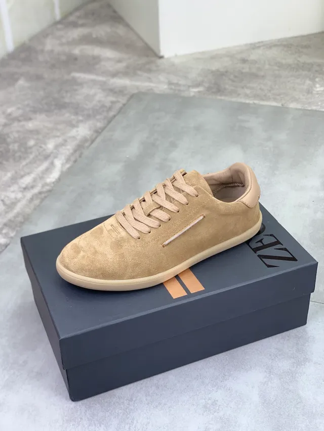 Zegna Beige Daim Low-Top Lifestyle Sneakers 4