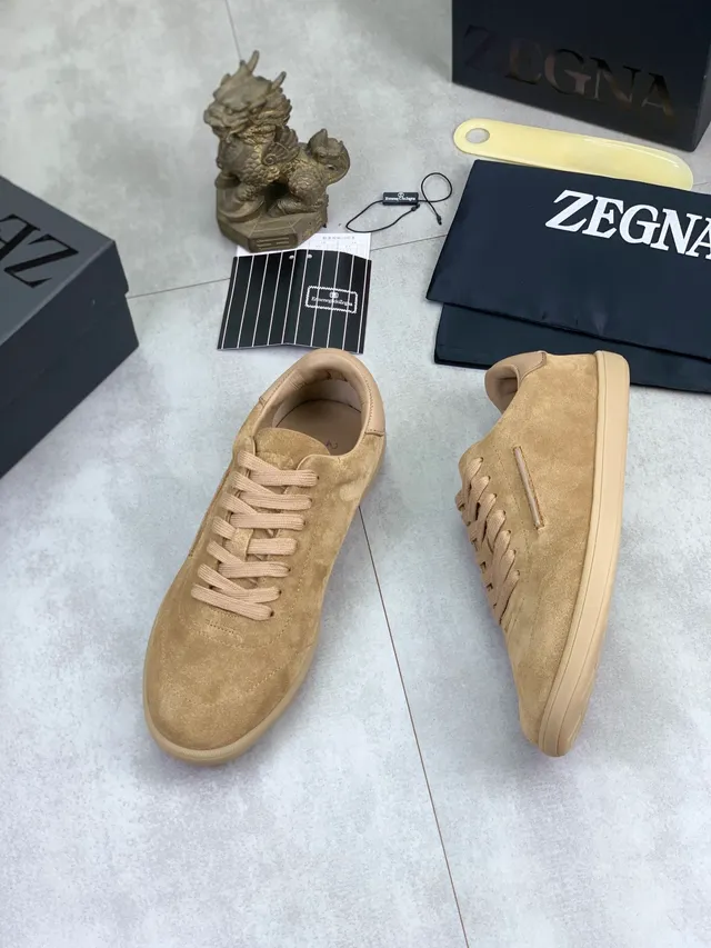Zegna Beige Daim Low-Top Lifestyle Sneakers 5