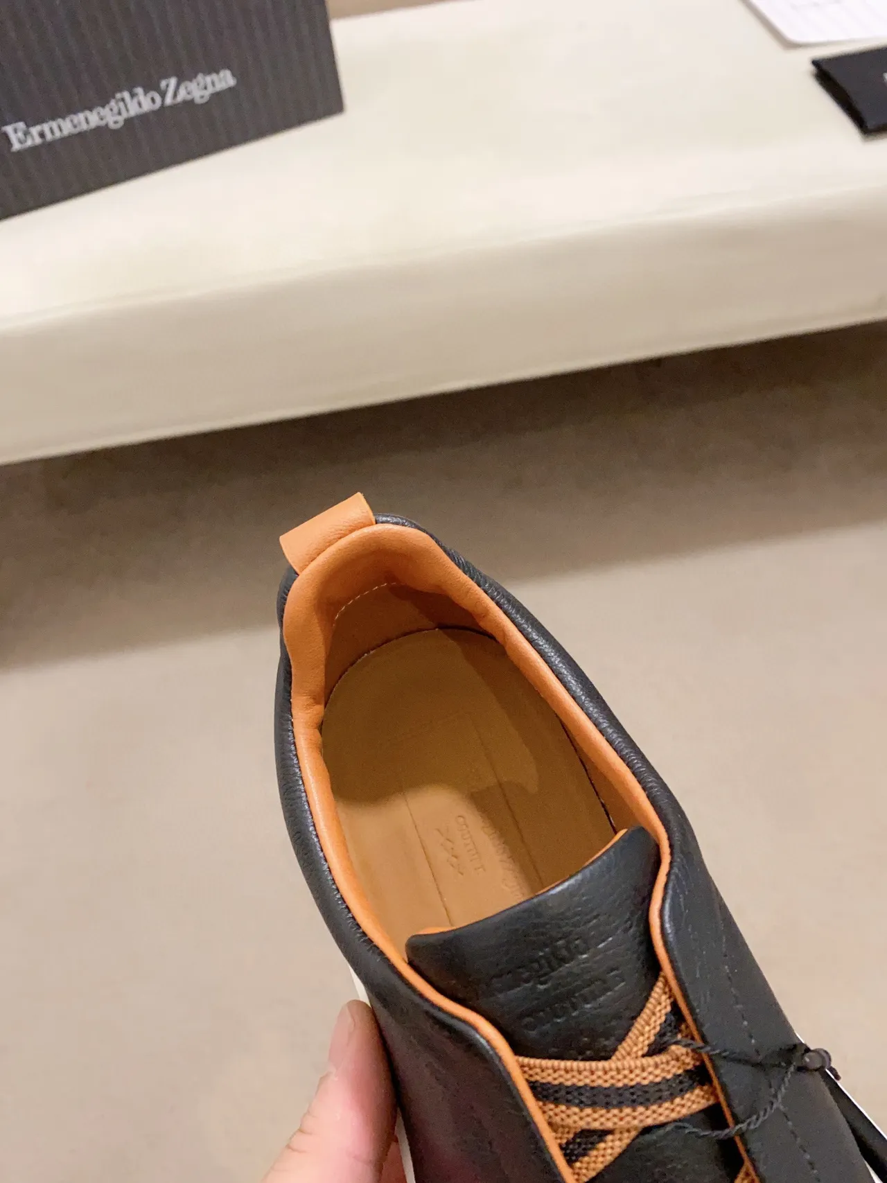 Zegna sneakers lifestyle noir marron cuir supérieur slip-on 4