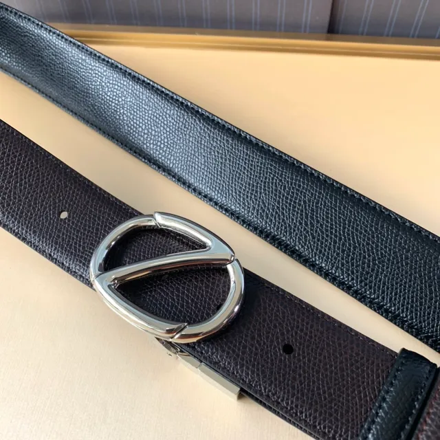 Zegna Ceinture cuir noir marron pebble réversible 5