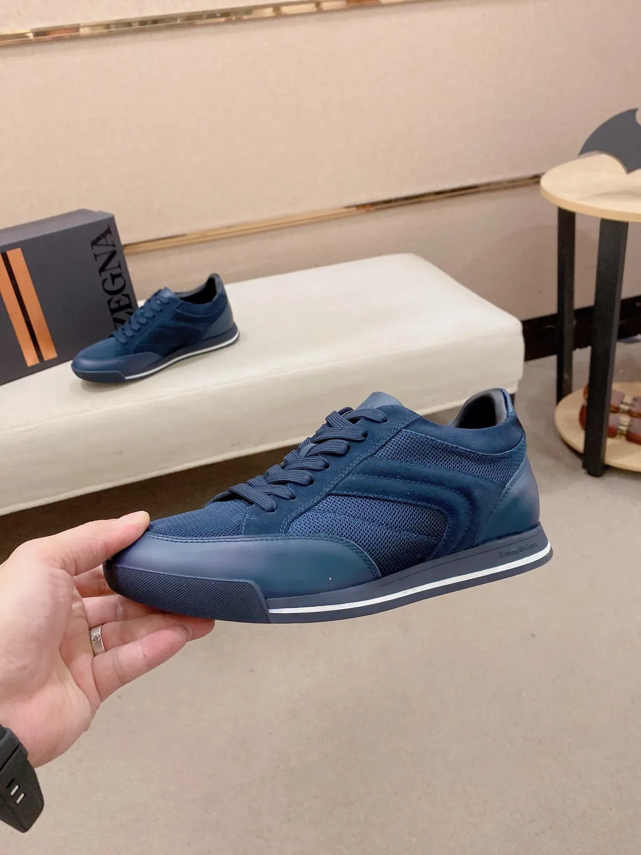 Zegna Blue Mesh and Smooth Panel Lifestyle Sneaker 3