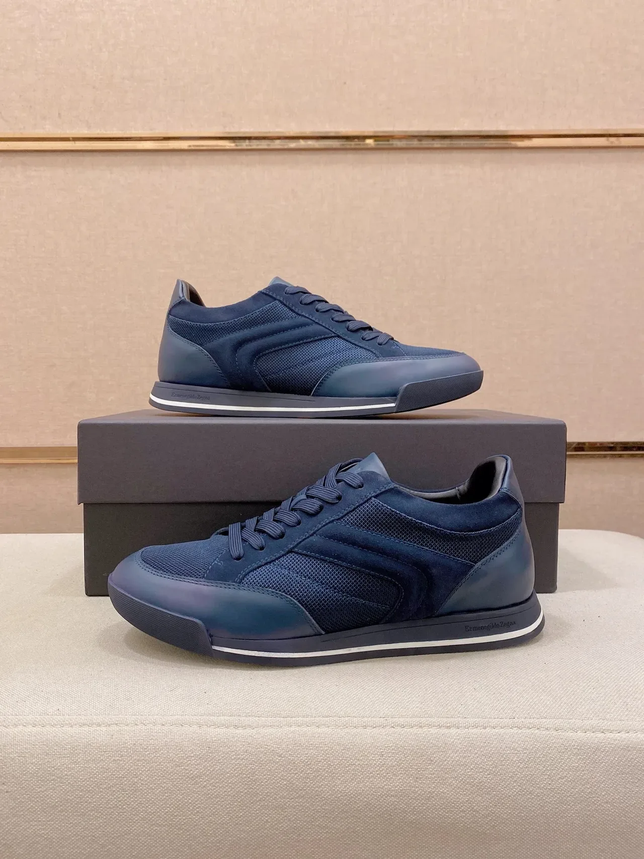 Zegna Blue Mesh and Smooth Panel Lifestyle Sneaker 7