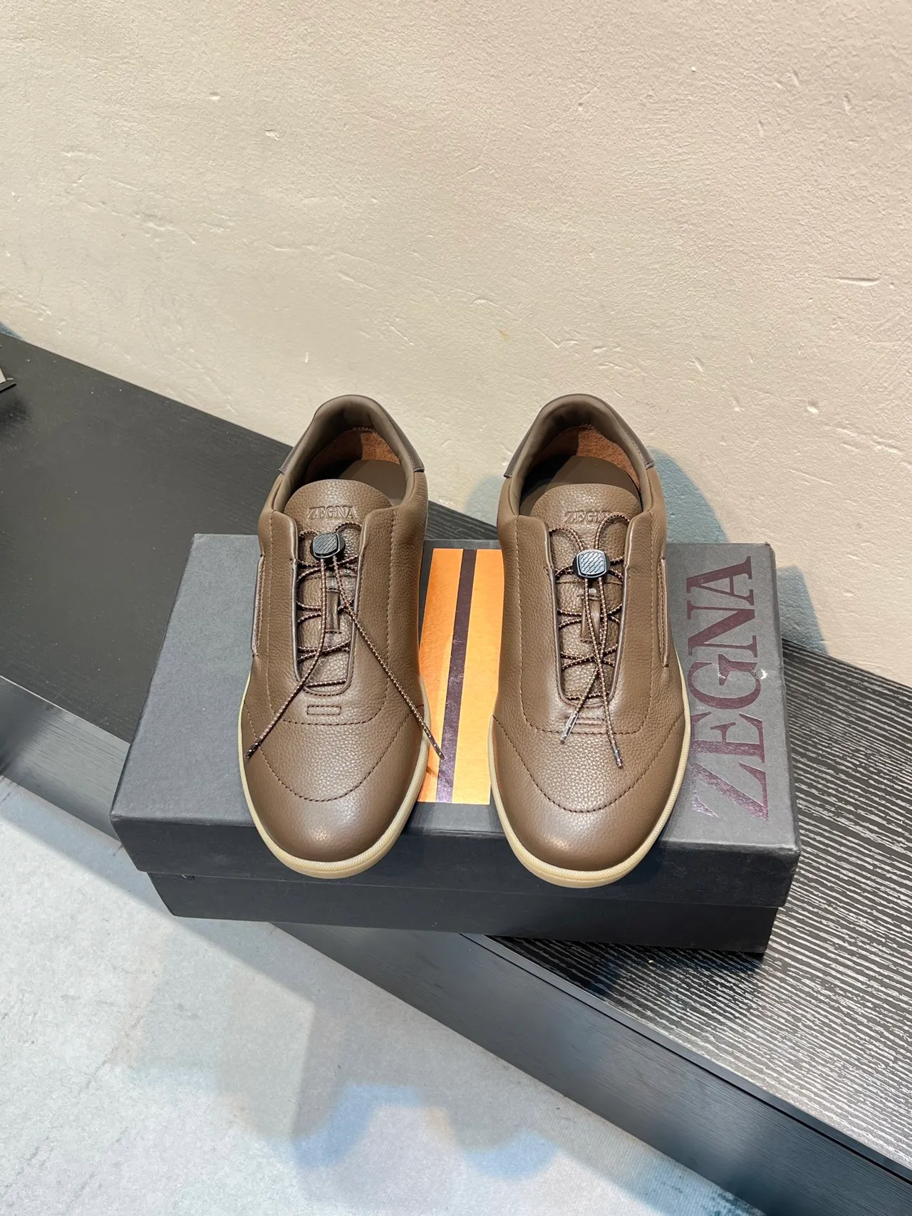 Zegna Brown Leather Toggle-Closure Loafer 2