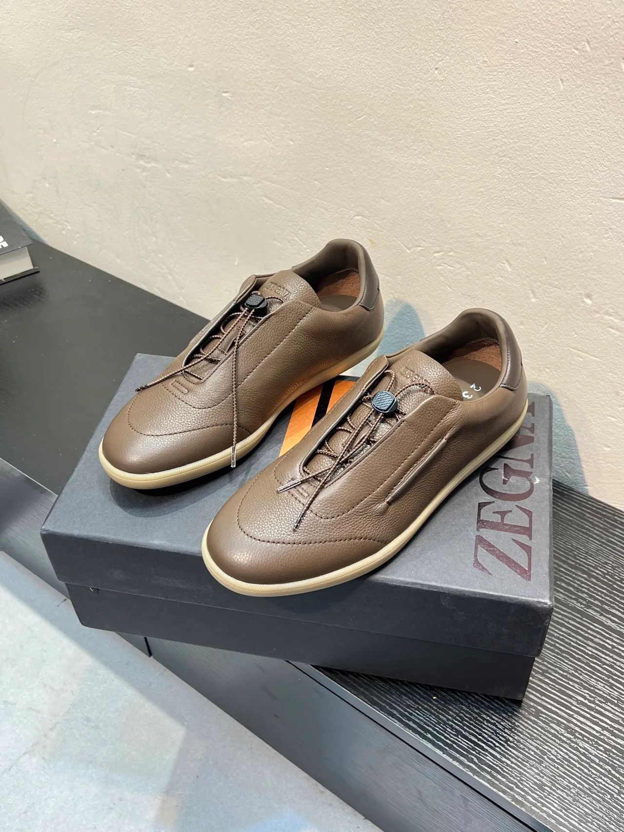 Zegna Brown Leather Toggle-Closure Loafer 3