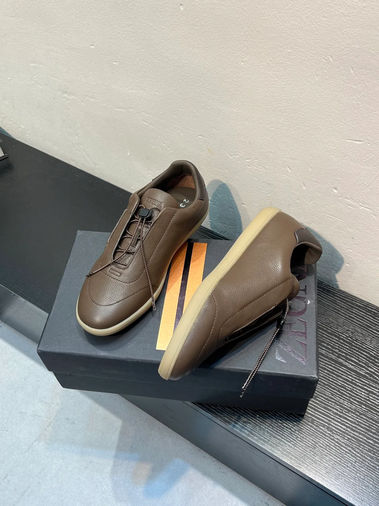 Zegna Brown Leather Toggle-Closure Loafer 4