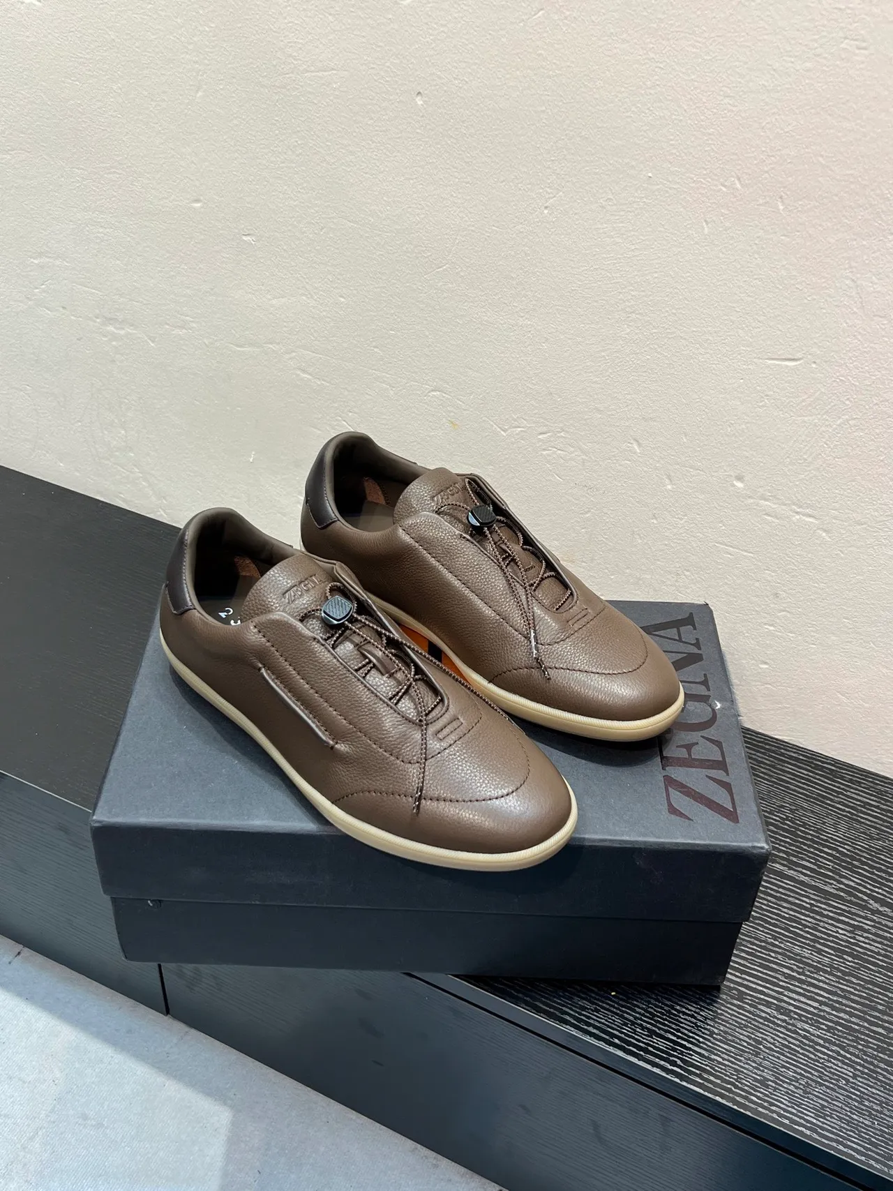 Zegna Brown Leather Toggle-Closure Loafer 5