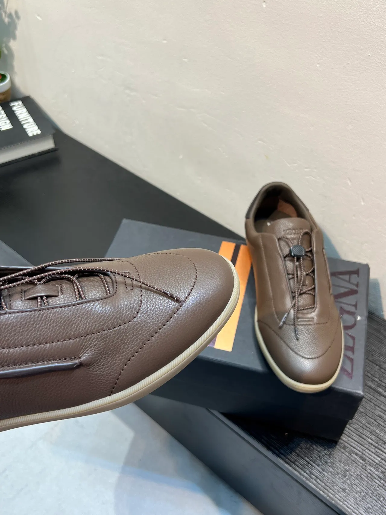 Zegna Brown Leather Toggle-Closure Loafer 8
