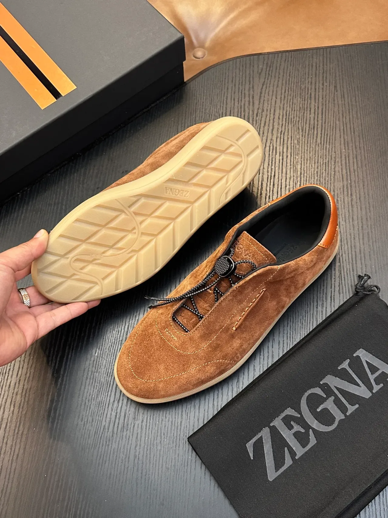 Zegna Brown Suede Zipper Slip-On Casual Shoe 2