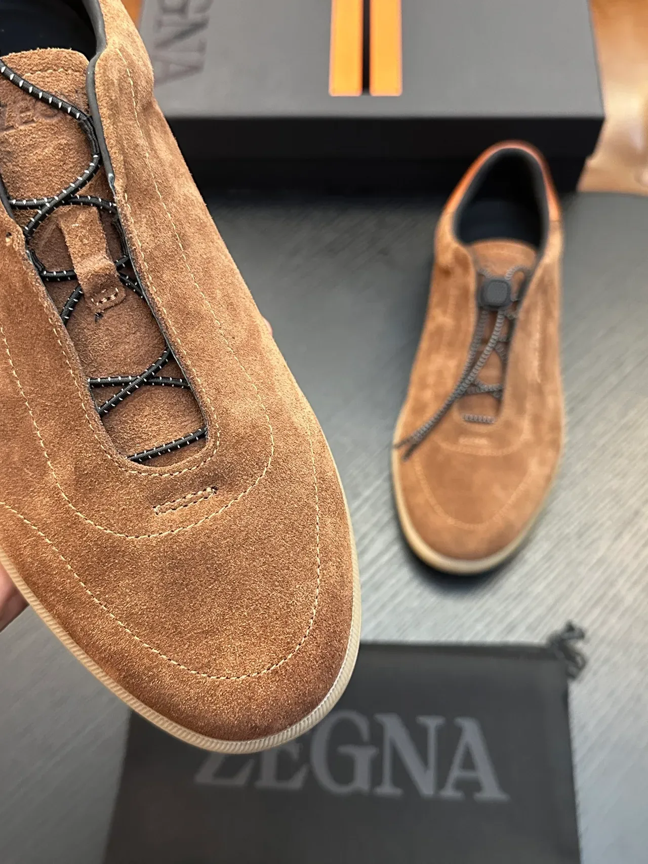 Zegna Brown Suede Zipper Slip-On Casual Shoe 4
